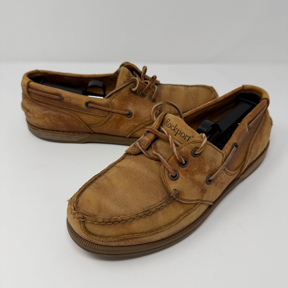 Rockport Mens Leather Boat Shoes‎ Loafers Brown Size 8W